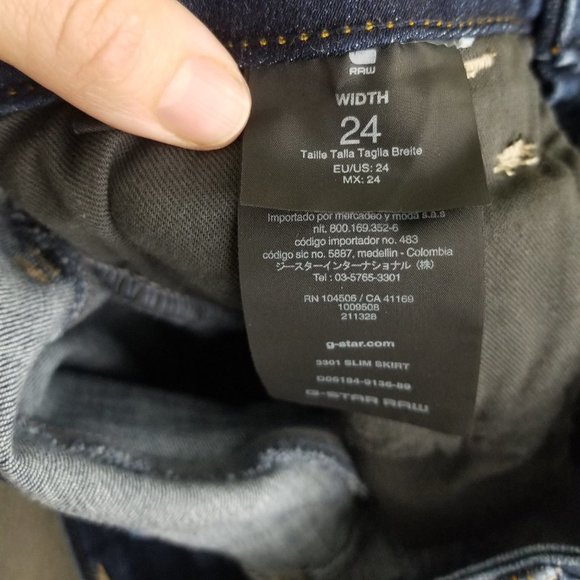 G-Star Raw Dark Wash Blue Cotton Blend Denim Pencil Jean Skirt Pockets Classic - Picture 7 of 9